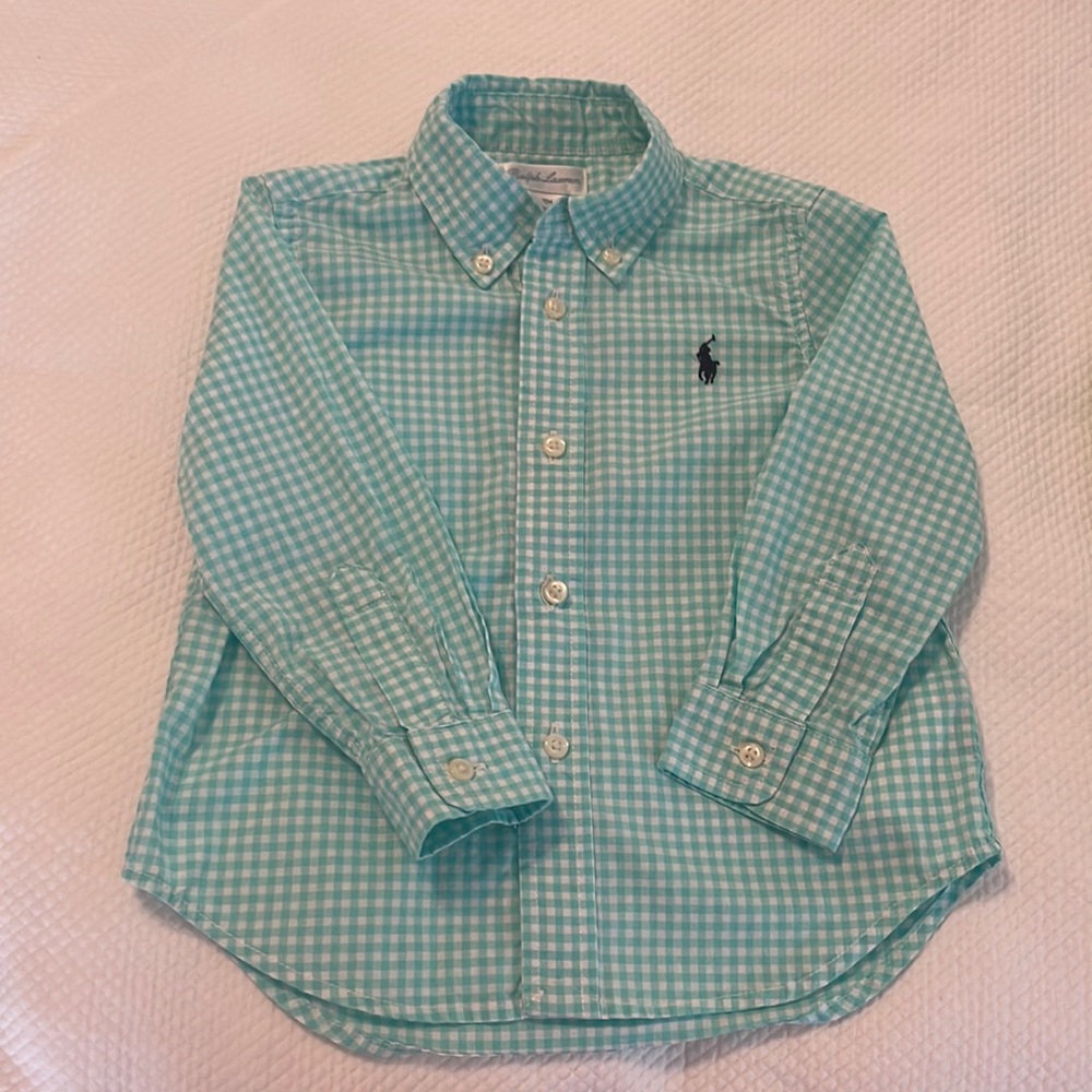 Ralph Lauren teal check button down shirt 18M